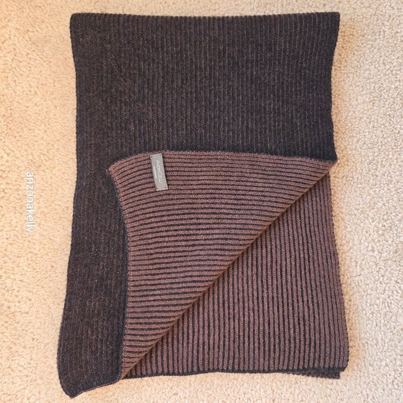 Avon Celli Cashmere Scarf Ribbed Brown & Black - Picture 1 of 9